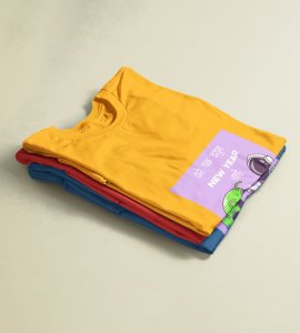 Run Away From Here Yellow New Year Printed T-shirt For Mens