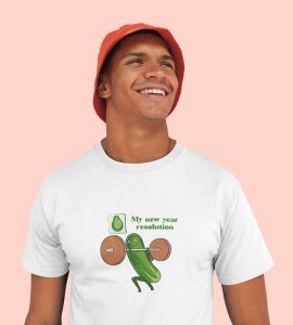 Resolution White Printed T-shirt For Mens On New Year Theme Best Gift For New Year