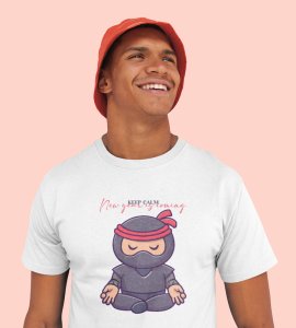 Keep Calm White New Year Printed T-shirt For Mens