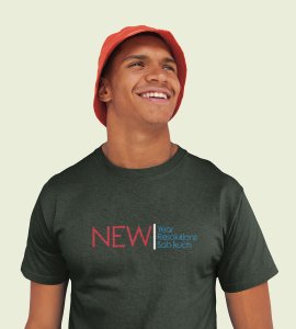 Everthing Is New Green New Year Printed T-shirt For Mens