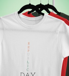 Patriotic Republic Day White Men Printed Round Neck T-shirts