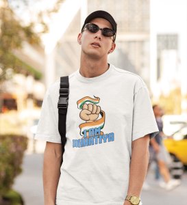 Proud Indian White Printed T-shirts For Mens Boys Round Neck T-shirt