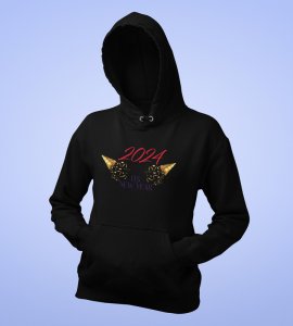 It's A New Year, Black Graphic Printed Hoodies For Mens Boys