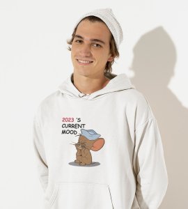 Bad Year Ending,  White New Year Printed Hoodies For Mens