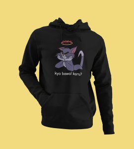 What To Say?  Black Men Printed Hoodies For Mens Boys