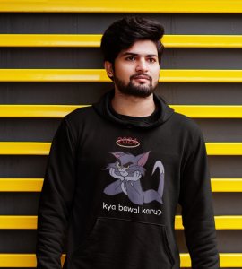 What To Say?  Black Men Printed Hoodies For Mens Boys