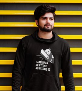 Let Me Sleep,  Black New Year Printed Hoodies For Mens