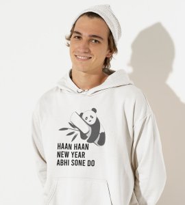 Let Me Sleep,  White New Year Printed Hoodies For Mens