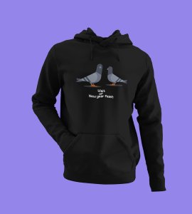New Year Feast,  Black Graphic Printed Hoodies For Mens Boys