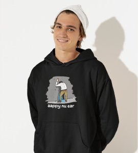 Happy New Year Oyee!,  Black New Year Printed Hoodies For Mens