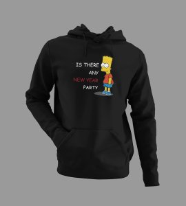 Is There Any Party?  Black Printed Hoodies For Mens On New Year Theme Best Gift For New Year