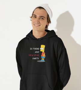Is There Any Party?  Black Printed Hoodies For Mens On New Year Theme Best Gift For New Year
