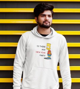 Is There Any Party?  White Printed Hoodies For Mens On New Year Theme Best Gift For New Year