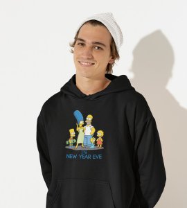 Family's New Year,  Black Graphic Printed Hoodies For Mens Boys