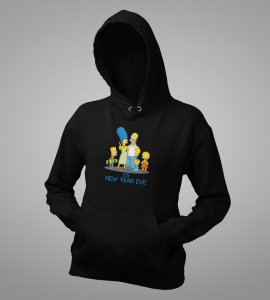 Family's New Year,  Black Graphic Printed Hoodies For Mens Boys