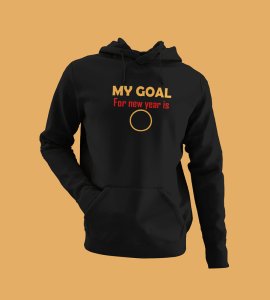 New Year Goal,  Black New Year Printed Hoodies For Mens