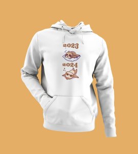 Sleep More,  White Graphic Printed Hoodies For Mens Boys