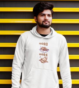 Sleep More,  White Graphic Printed Hoodies For Mens Boys