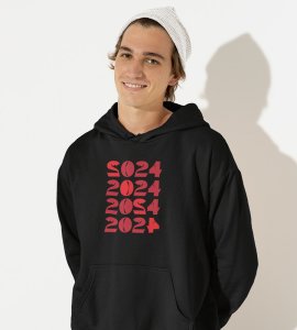 2024 Has Come,  Black Men Printed Hoodies For Mens Boys