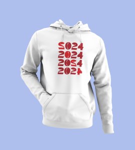 2024 Has Come,  White Men Printed Hoodies For Mens Boys