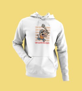No More Rage,  White New Year Printed Hoodies For Mens