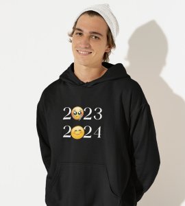 No More 2023 Only 2024,  Black New Year Printed Hoodies For Mens