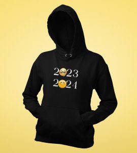 No More 2023 Only 2024,  Black New Year Printed Hoodies For Mens