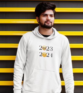 No More 2023 Only 2024,  White New Year Printed Hoodies For Mens