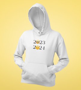 No More 2023 Only 2024,  White New Year Printed Hoodies For Mens
