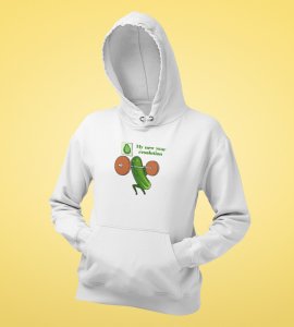 Resolution,  White Printed Hoodies For Mens On New Year Theme Best Gift For New Year