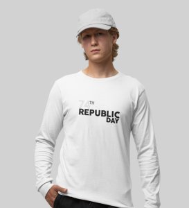 Classic 74th Year(White) Round Neck Printed Full Sleeve T-shirts For Men