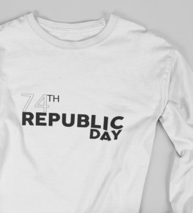 Classic 74th Year(White) Round Neck Printed Full Sleeve T-shirts For Men