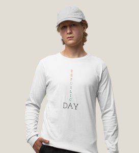 Patriotic Republic Day White Men Printed Round Neck Full Sleeve T-shirts