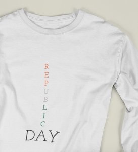 Patriotic Republic Day White Men Printed Round Neck Full Sleeve T-shirts