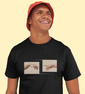 Trapped Into A Soul Designed black T-shirt by  Cotton