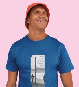 Real Talk Real Walk by Blue Urban Vibes: Front Printed Oversized Round Neck Tee - Men's Street Style