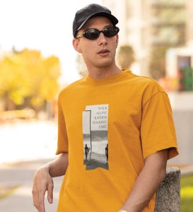 Real Talk Real Walk by Yellow Urban Vibes: Front Printed Oversized Round Neck Tee - Men's Street Style