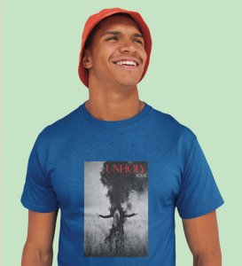 Godless Soul Bold Impressions: Blue Men's Trendy Front Graphic Tee with Round Neck