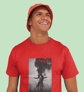 Godless Soul Bold Impressions: Red Men's Trendy Front Graphic Tee with Round Neck