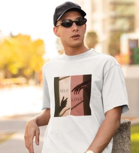 Amour Propre by White Signature Style: Front Printed Men's Oversized Tee - A Modern Statement