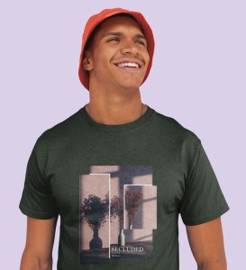 Hidden Beauty Graphic Edge: Stand Out in Green Trendy Front Printed Round Neck T-Shirt