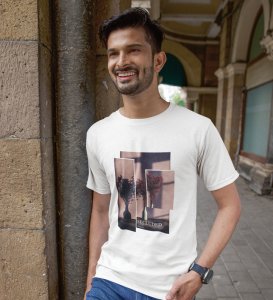 Hidden Beauty Graphic Edge: Stand Out in White Trendy Front Printed Round Neck T-Shirt