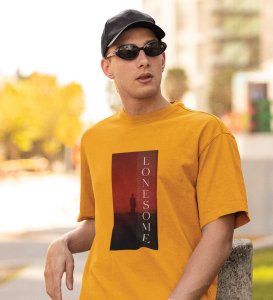Solitary, Yellow Urban Explorer: Stay on Trend with Front Printed Round Neck Tee