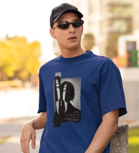 No Love No Hope, Statement Piece: Blue Stylish Front Graphic Oversized Tee for Men