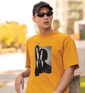 No Love No Hope, Statement Piece: Yellow Stylish Front Graphic Oversized Tee for Men