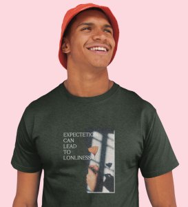 Expectation Hurts,Bold and Beyond: Green Front Printed Round Neck T-Shirt - Men's Fashion Forward