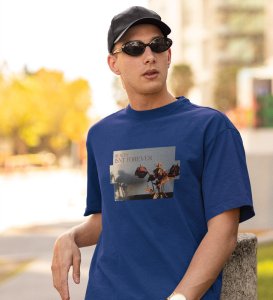 Beauty Decays, Blue Trendsetter Series: Men's Oversized Tee with Front Print Appeal