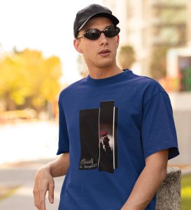 Mirage, City Lights: Blue Front Printed Round Neck Tee - A Fashion Essential for Men