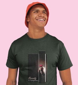 Mirage, City Lights: Green Front Printed Round Neck Tee - A Fashion Essential for Men