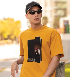 Mirage, City Lights: Yellow Front Printed Round Neck Tee - A Fashion Essential for Men